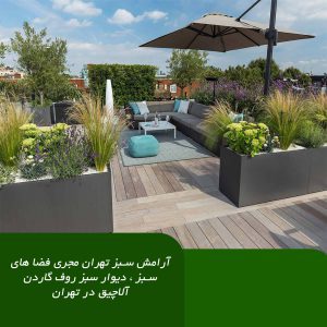آلاچیق روف گاردن جایگزین حیاط ساختمان ، آرامش سبز تهران ، آلاچیق ، روف گاردن